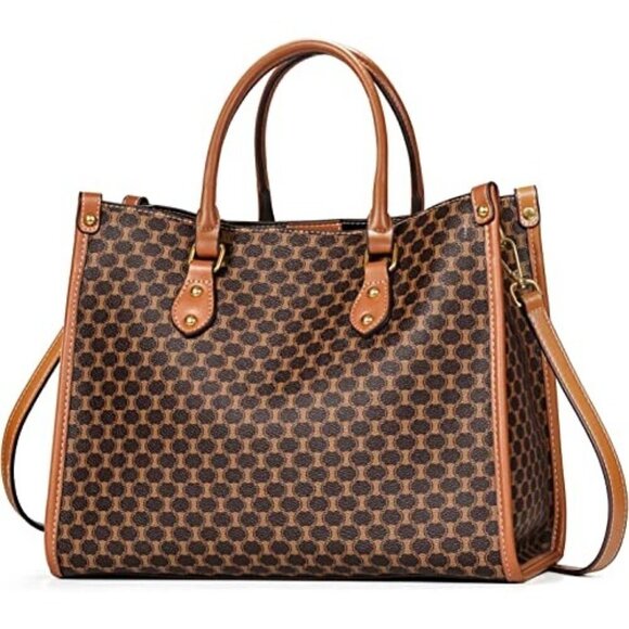 New leather brown vintage satchel handbag purse top handle tote travel nwt - Picture 1 of 7